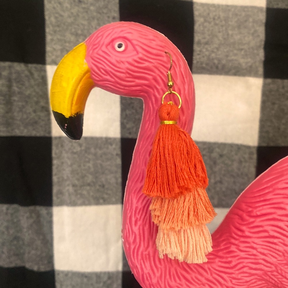 Lucky Bummer, peaches, 2.5 in, pink, earrings *pierced*